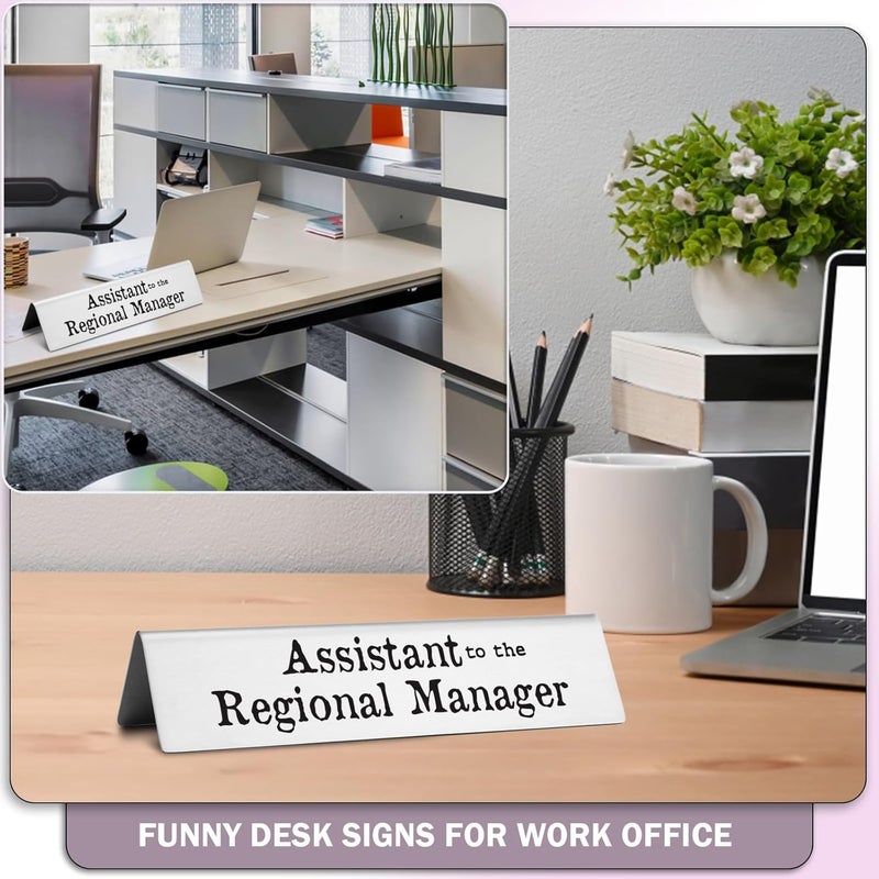 EFFJNSG Assistant to The Regional Manager Novelty Nameplate, Funny Desk Signs for Office, Funny Sarcastic Desk Decor Nameplates Gift for Assistant Manager Women Coworker EDA18 - Image 3